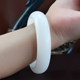 Xinjiang Hotan jade bracelet natural mutton fat white jade bracelet round wide jade bracelet thin strips gift certificate for mother