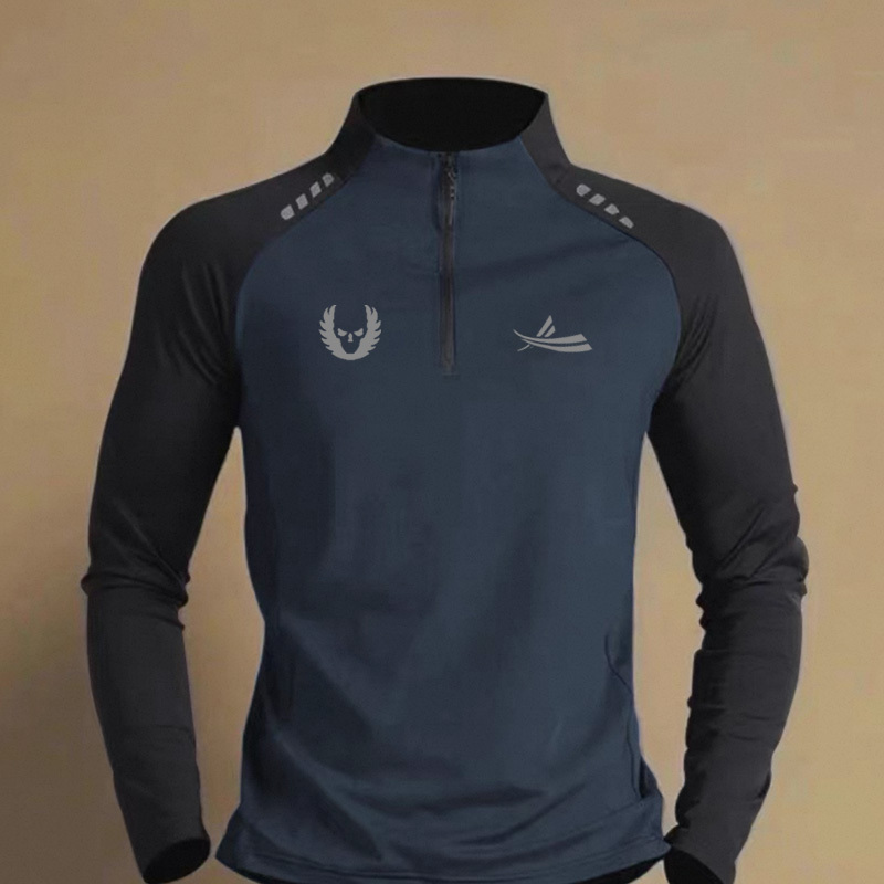 Volan Outdoor Sports Quick-Drying Long-Sleeved T-Shirt Men's Autumn and Winter Sweat-Wicking Track and Field Fitness Half-Zip Cycling Jersey Volan Outdoor Sports Quick-Drying Long-Sleeved T-Shirt Men's Autumn and Winter Sweat-Wicking Track and Field Fitness Half-Zip Cycling Jersey
