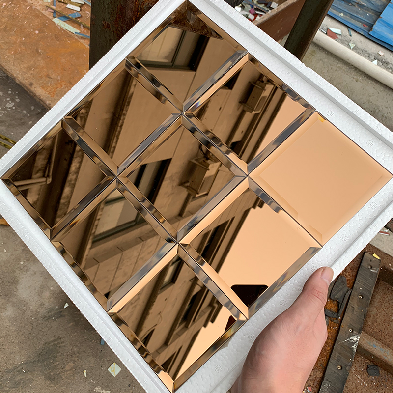 European style gold gray silver five-sided edging crystal glass mosaic tile mirror TV background wall sticker self-adhesive