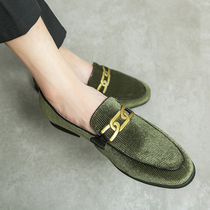 Summer breathable leather shoes men canvas in tide Korean version of the small casual mens shoes groom married shoes English wind youth