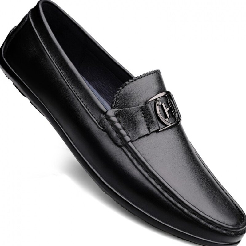 Men's shoes spring 2020 new leather shoes men's first layer leather peas shoes pure cowhide Korean version of the wild casual shoes trendy