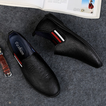 Mens leather casual shoes 2022 summer national tide high - end mens soft soft bean shoes lazy shoes boysleather shoes