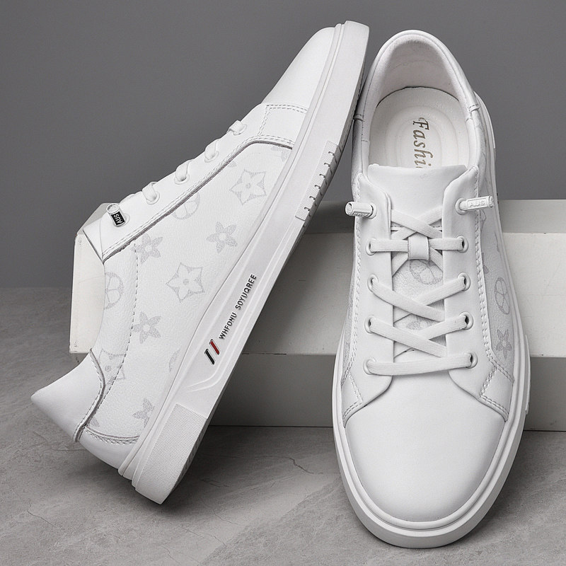 Summer leather shoes men with casual shoes breathable small white shoes flat tidal shoes high-end explosive boys shoes