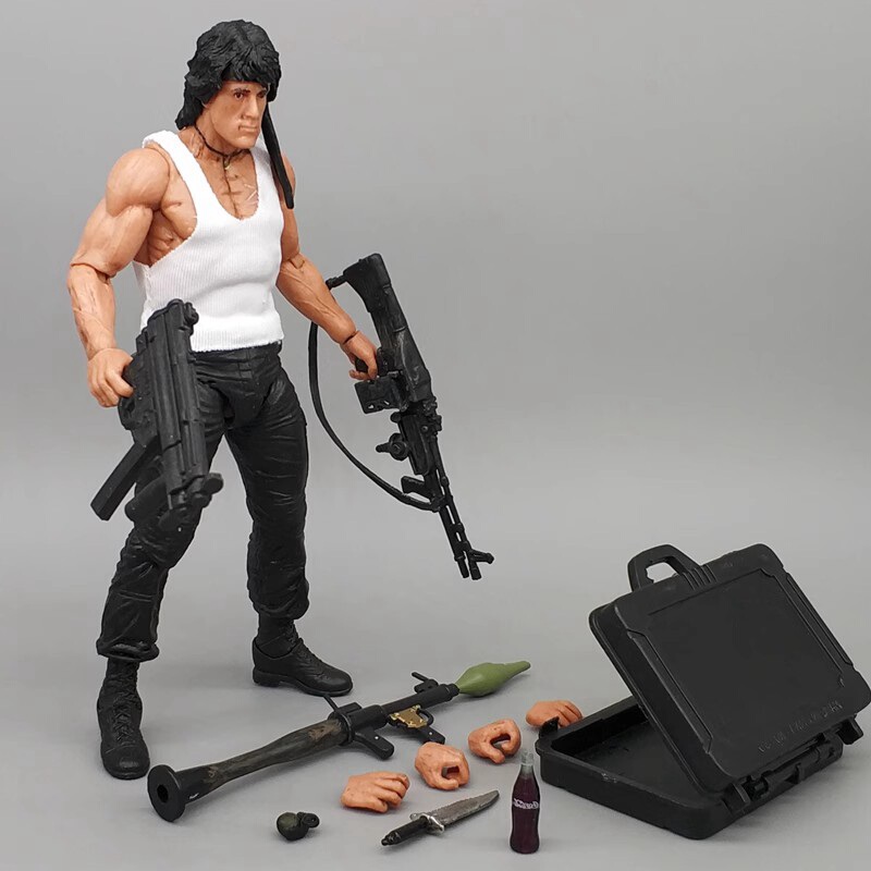 Stallone Action Figure 7inch First Blood Rambo Stallone Blue Wave Arno Movable Action Figure Toy Display Piece