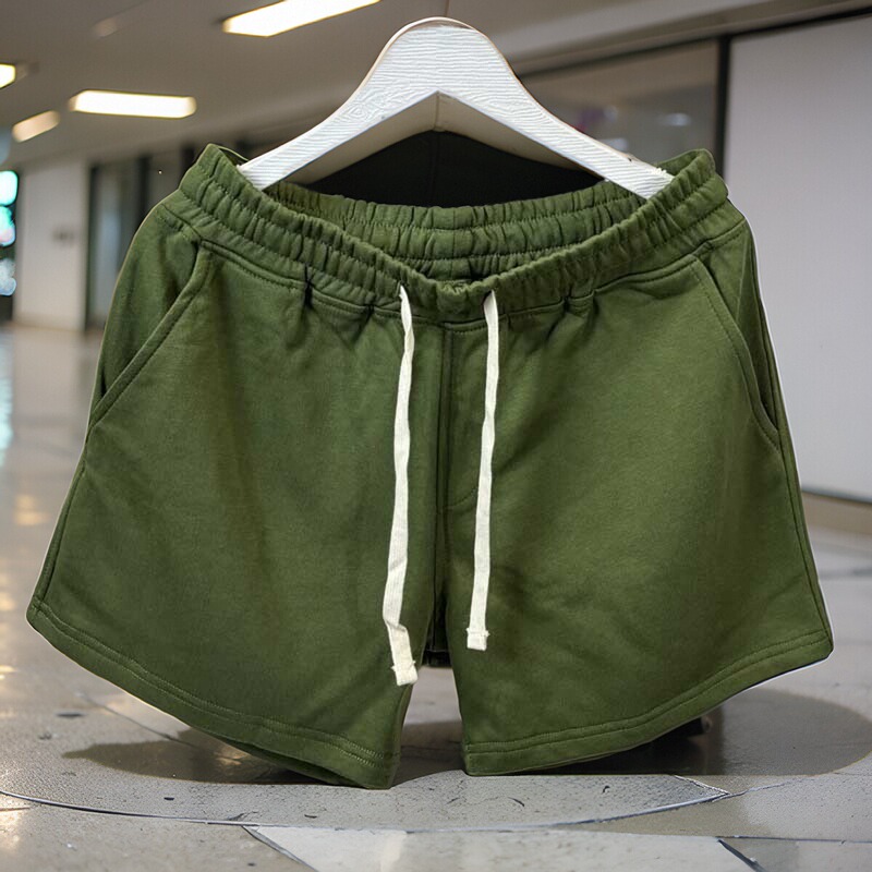 Summer Three-Quarter Shorts Men's Knitted Cotton Trendy 3/4 Large Shorts Fitness Solid Color Casual Beach Shorts Sports