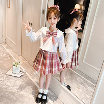Girls College Wind Pleated Skirt Clothing Suit 2022 Spring Autumn New Ocean Qi Children Jk Uniform Two Sets Of Skirts