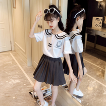 Girls jk uniform set genuine full set of primary school students summer gk skirt short sleeve skirt childrens academic style pleated skirt