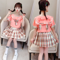 jk uniform childrens suit middle school student gk dress summer new 10-year-old girl foreign school uniform two-piece set