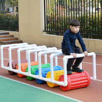 Kindergarten outdoor multi-person colorful roller cooperative car children's outdoor sports training equipment Anji toys