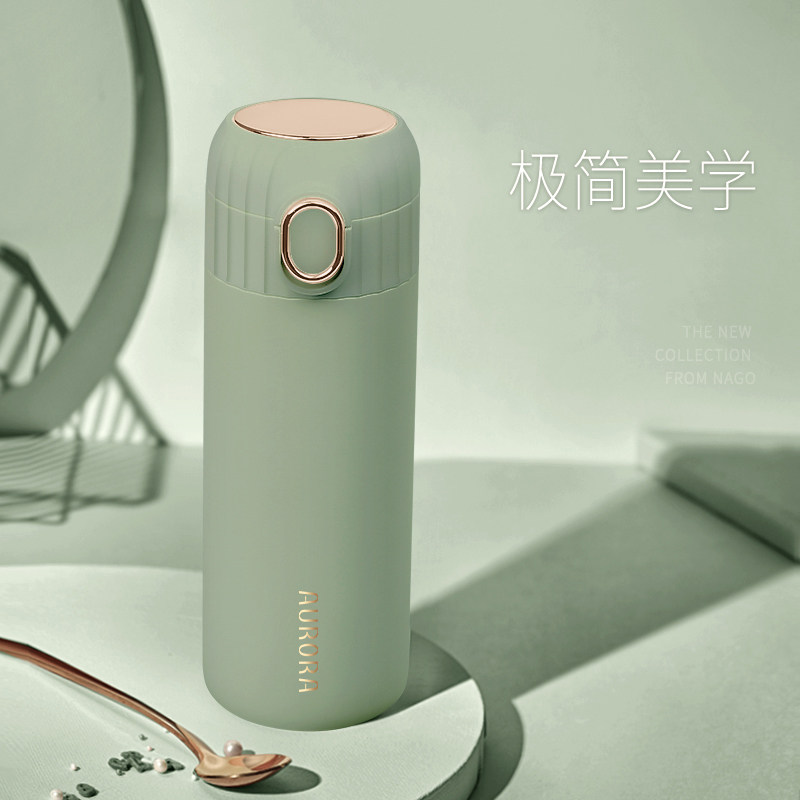 Net red 316 stainless steel insulated cup female minimalist Art ins couple's cup portable water mug bounce cover straight body cup