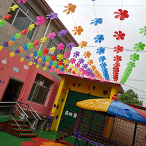 Outdoor windmill string rotating colorful drawstring kindergarten outdoor decoration rotating rainproof windmill clearance
