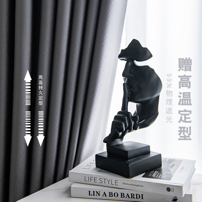 100% shading curtains finished bedroom shading and heat insulation hook-style all-shading cloth soundproof 2021 new girl wind