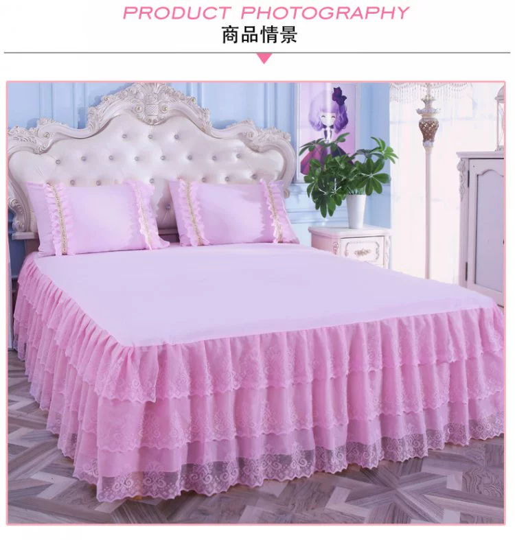 gió cấp công chúa cao quý giường váy ba mảnh ren tie-đảm bảo bộ giường váy bedspread trượt bảo vệ - Váy Petti