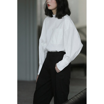 Salt pullover shirt retro Hong Kong flavor White niche women wear a straight shirt design sense long sleeve New