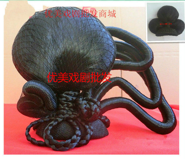 Direct selling partial phoenix bun ancient costume hair straight bun Peking Opera headdress Yue Opera matchmaker headdress Drama wig partial straight bun