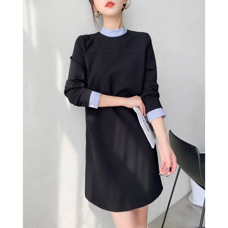 Mars Jiamin Japanese imported fabrics, simple straight dress, age-reducing little black dress, detachable collar