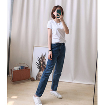 Mars clothing straight jeans women spring and autumn new 100% cotton thick loose pants casual pants