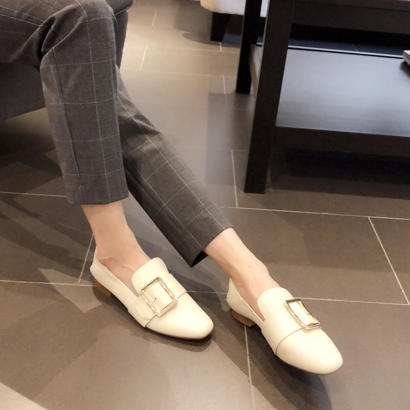 Mars clothing classic fashion metal square buckle calfskin single shoes lazy shoes women's two leather shoes