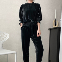 Mas Jiamin Early Autumn New Genuine Silk Velvet Even Cap Clothing Casual Loose Blouse Can Be Matched To Wear