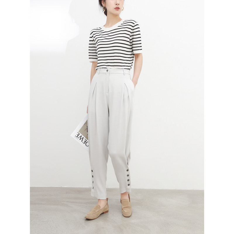 Ma's Jiamin Japan Imports Sanacetate Fabric Fashion Styled Broadlegged Pants Kharen Long Pants