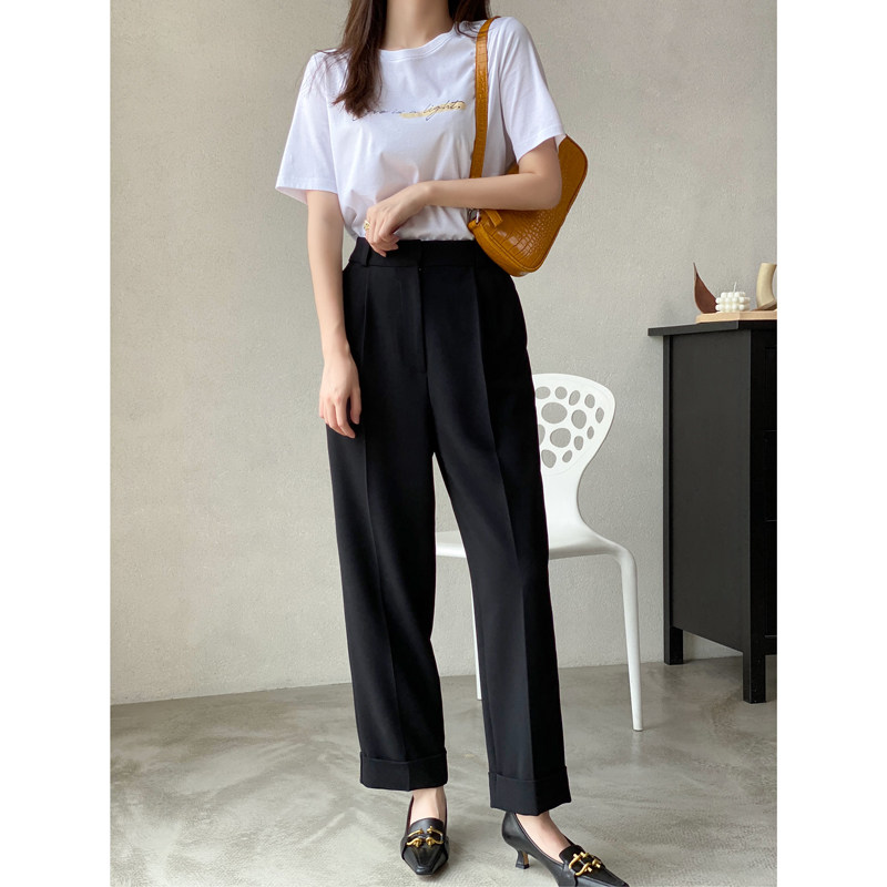 Mars Kamin New Early Autumn Japanese imported triacetic acid relaxed casual pants rolled pants