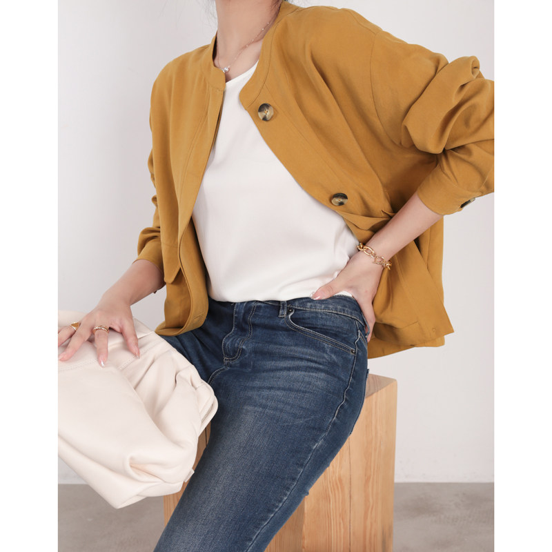 Ma's Jiamin Early Autumn New All True Silk Outline Shaped Coat Genuine Silk Jacket Blouses Superior