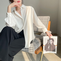 Mas Jiamin True Silk Heavy Crepe Loose with Fan white shirt mulberry silk blouse true silk shirt