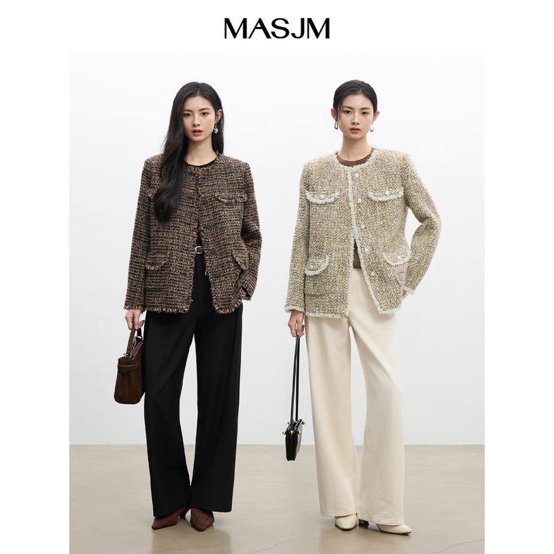 Mars Jiamin Italian Imported Moessmer Wool Tweed Chanel-Style Fringed Jacket 862238
