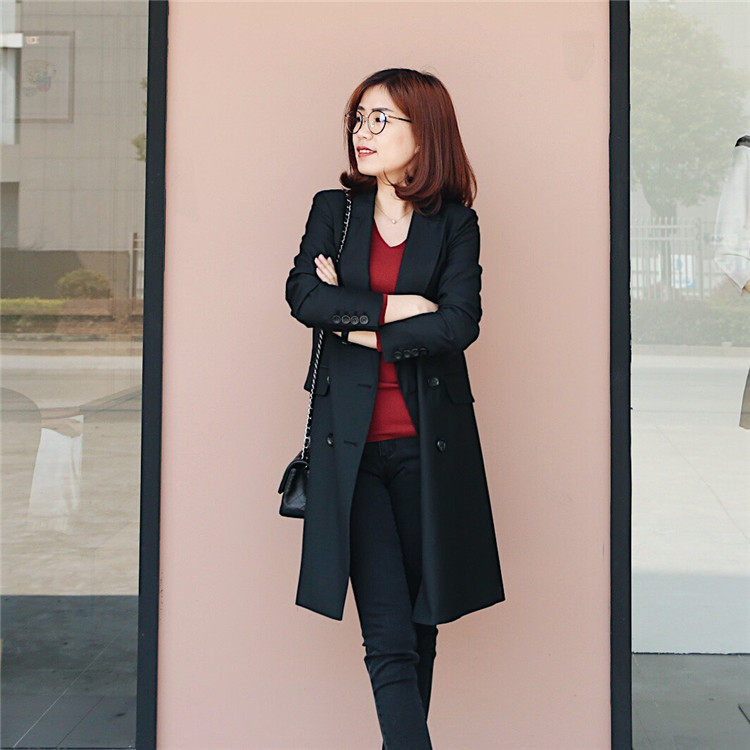 MAS玛氏服饰  高档羊毛长款西装外套 职业通勤系 显高显瘦气质款