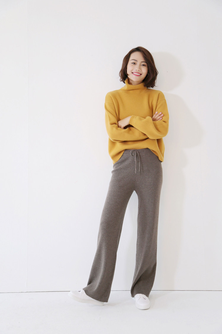 玛氏服饰 意大利专利技术纺纱 美利奴高腰直筒裤长裤外穿羊毛裤女