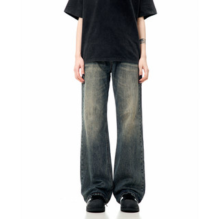 Verborgen Micro-Flared Slim-Fit Wide-Leg Vintage Blue Jeans American High Street Washed 2024 Straight-Leg Pants