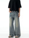 Verborgen American Retro Washed Distressed Straight-Leg Jeans Trendy Basic Versatile Cleanfit Pants