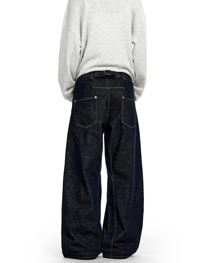 Verborgen American Retro Raw Denim Blue Straight-Leg Jeans Cleanfit Loose Slimming Wide-Leg Trousers for Men