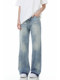 Verborgen Light Blue Design Jeans 2024 New Loose Straight Wide Leg American High Street Trendy Brand