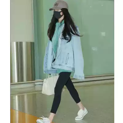Yang Mi's same Canadian tan9 points inner pants show thin Universal black Gray ins small red book