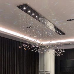 Restaurant Lamp Creative Colorful Butterfly Crystal Chandelier Modern Light Luxury High-End Artistic Bar Island Atmosphere Lighting