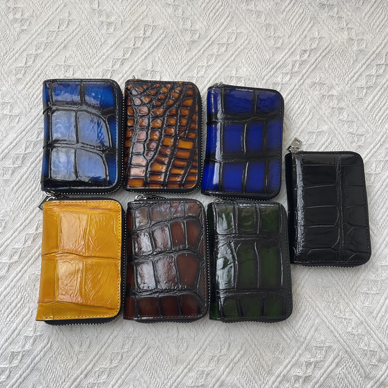 New Crocodile Leather Card Holder, Unisex Genuine Leather Zipper Accordion Card Holder, Crocodile Coin Purse, Card Case, Wallet Gift