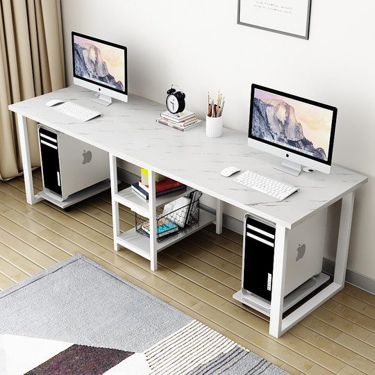 Modern minimalist double computer table home study table computer desktop table couple desk bookshelf gaming table side by side