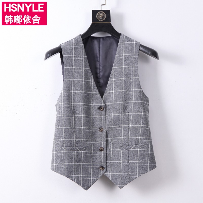 Spring, Summer, and Autumn Plaid Suit Vest, Short Versatile Women's Casual Vest, Fashionable Sleeveless Jacket, Korean Style Men's Workwear
