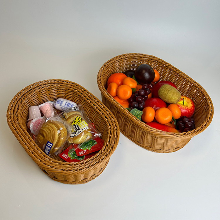 椭圆形仿藤编水果篮：给你的水果店/面包房增添一抹自然风情
