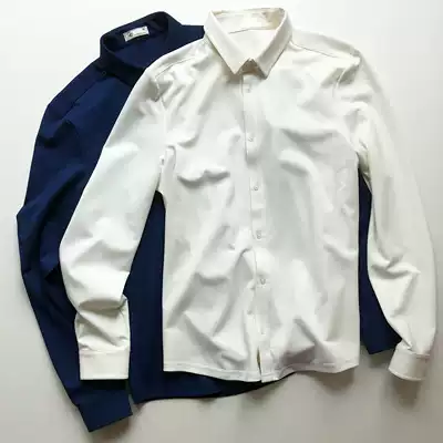 Autumn and winter thick wool hot clothes male merino blend long sleeve close to body warm business casual shirt