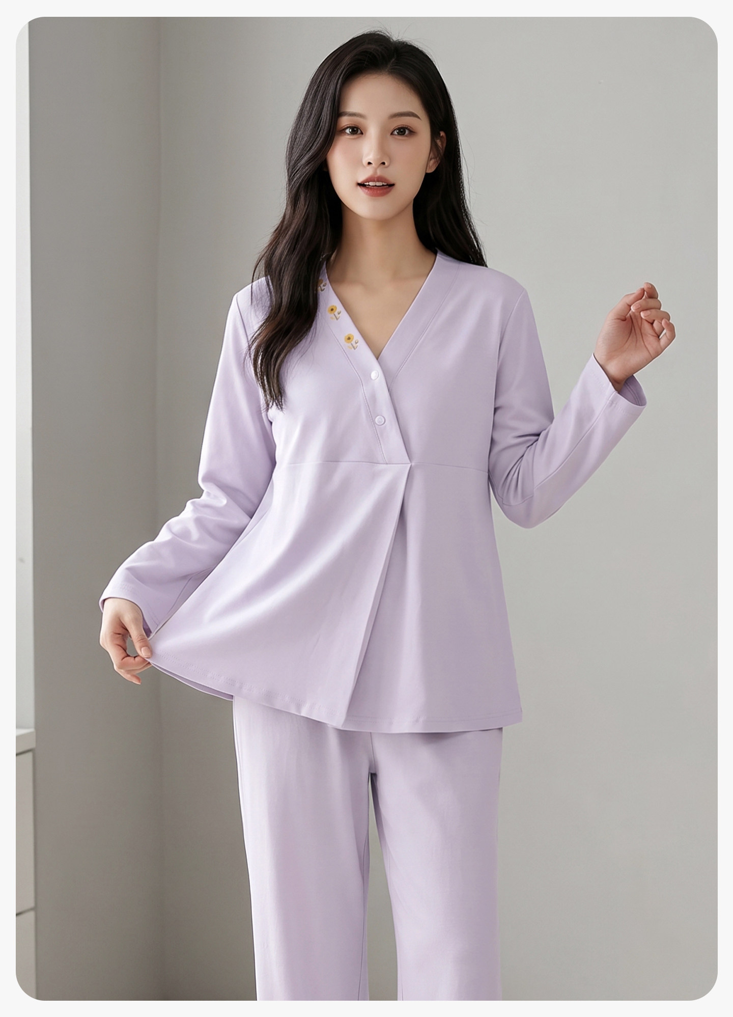 帽子带胸垫秋冬月子服纯棉哺乳睡衣春秋坐月子女孕妇不勒肚家居服 — 18