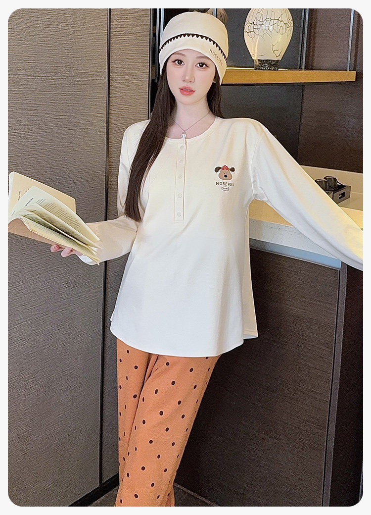 送帽子秋冬纯棉月子服10月份产后孕妇哺乳睡衣套装春秋产妇家居服 — 23