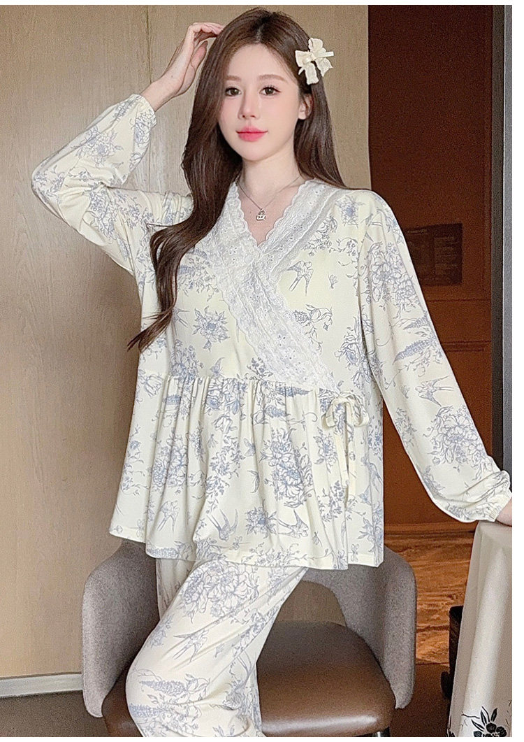 莫代尔月子服女夏秋冬9月份10产后产妇哺乳期睡衣纯棉孕妇家居服 — 15