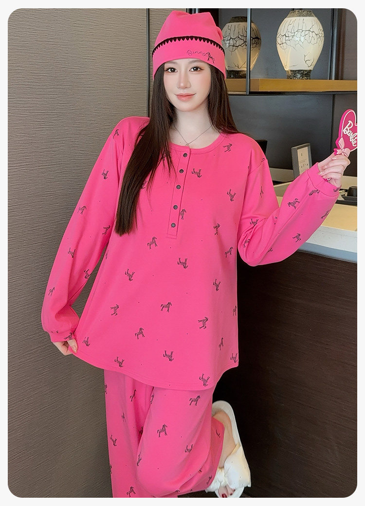 带帽子产妇纯棉吸汗月子服春秋产后哺乳类秋冬孕妇睡衣套装可外穿 — 17