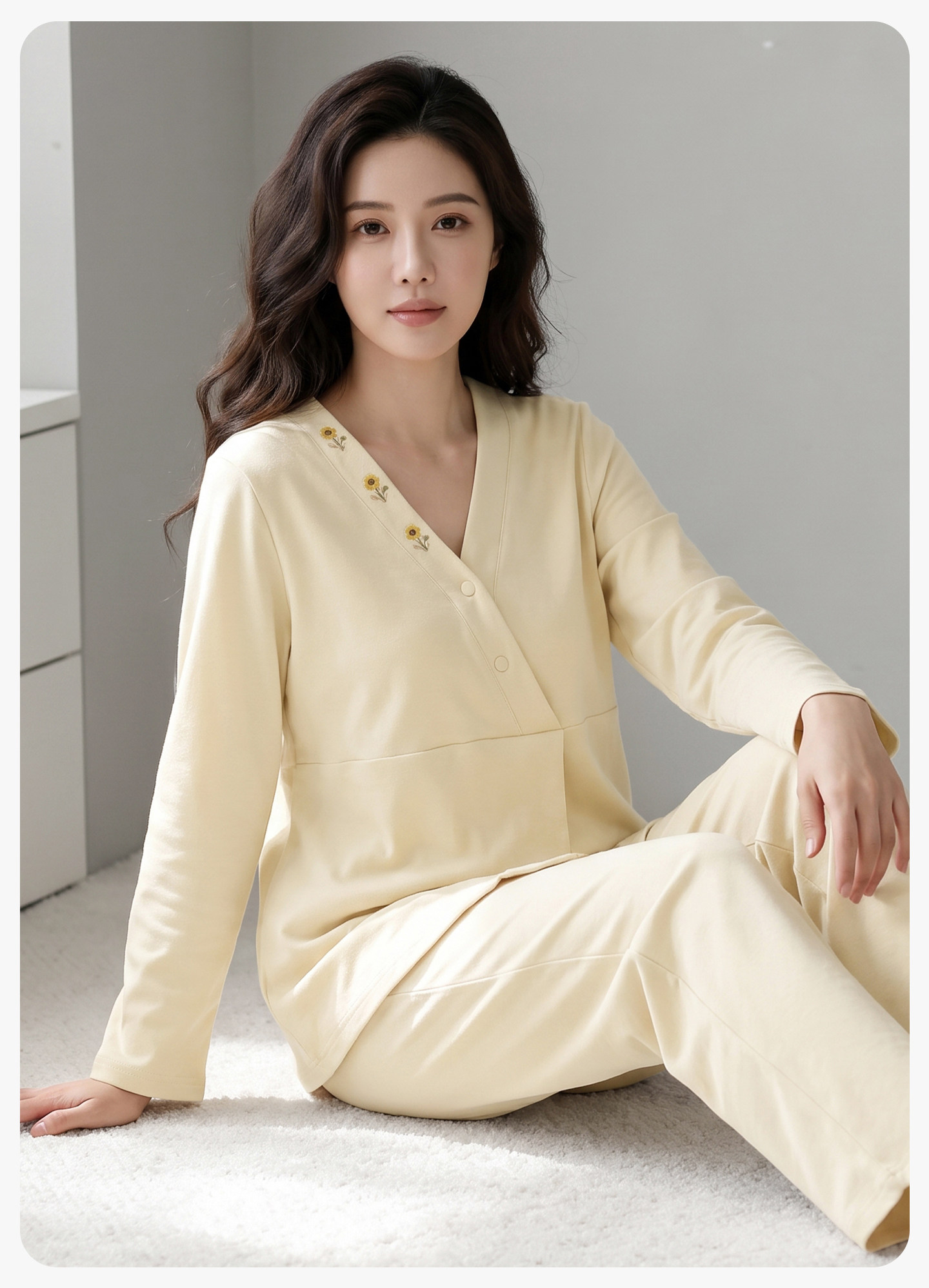帽子带胸垫秋冬月子服纯棉哺乳睡衣春秋坐月子女孕妇不勒肚家居服 — 23