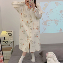 With Chest Cushion Pregnant Woman Sleeping Dress Spring Fall pure cotton laces postnatal month Maternity Ward summer Maternity maternity maternity ward to be produced Libra