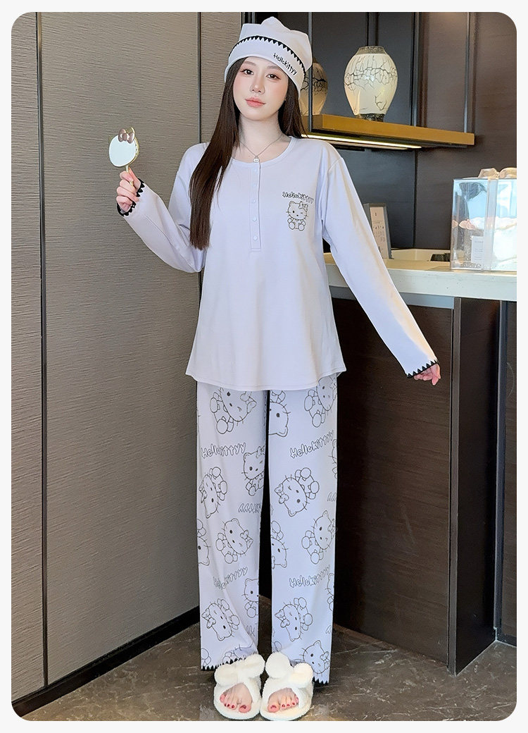 帽子带胸垫月子服纯棉哺乳睡衣产后孕妇春秋冬季产妇家居服可外穿 — 18