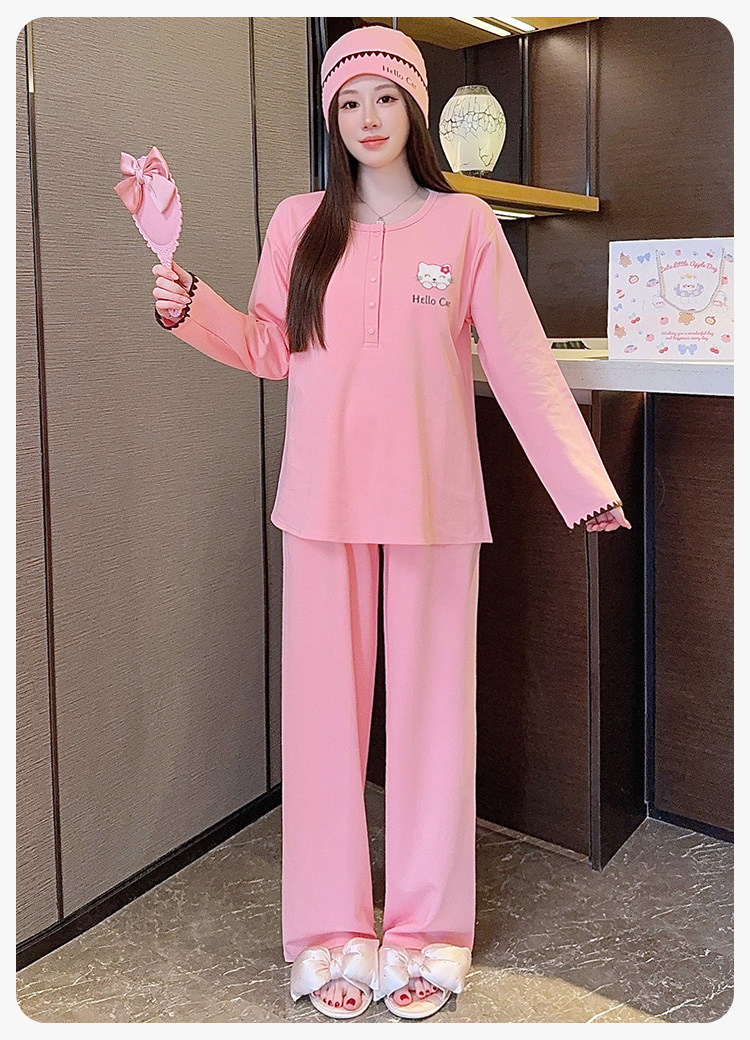 帽子带胸垫月子服纯棉哺乳睡衣产后孕妇春秋冬季产妇家居服可外穿 — 26