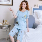 Летняя хлопковая тонкая пижама для кормящих грудью для молодой матери для беременных, короткий рукав